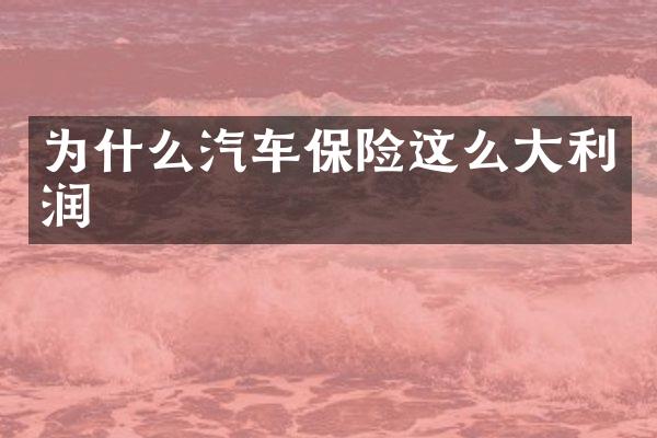 为什么汽车保险这么大利润