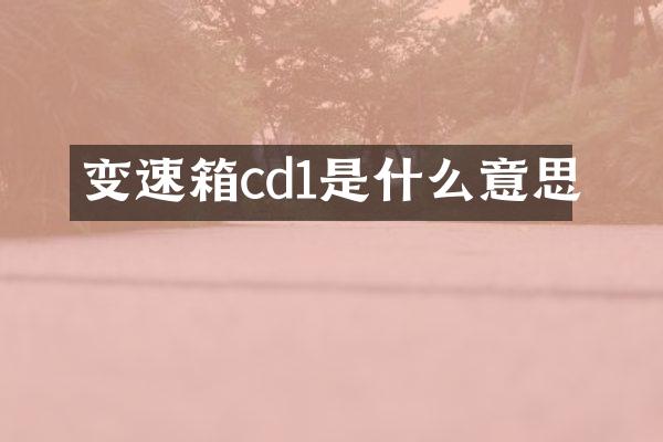 变速箱cd1是什么意思