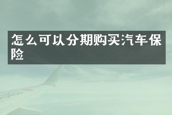 怎么可以分期购买汽车保险