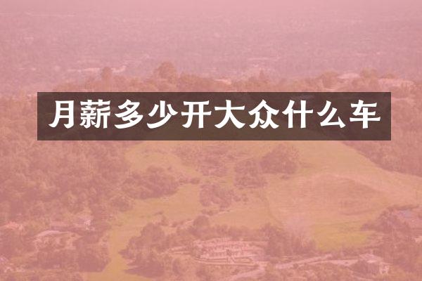 月薪多少开大众什么车