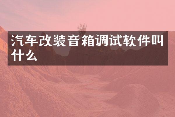 汽车改装音箱调试软件叫什么