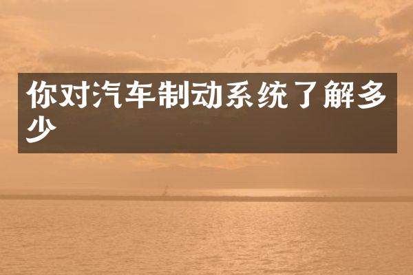 你对汽车制动系统了解多少