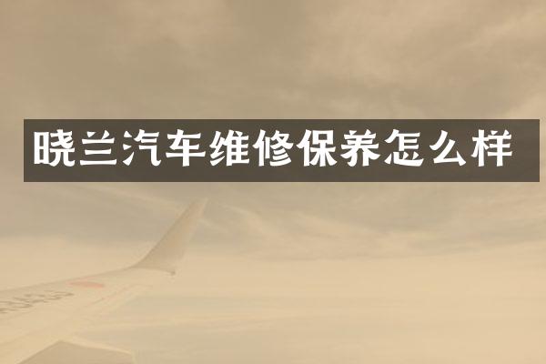 晓兰汽车维修保养怎么样