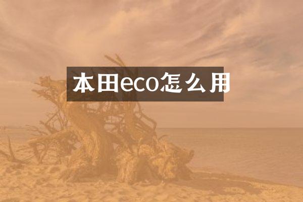 本田eco怎么用