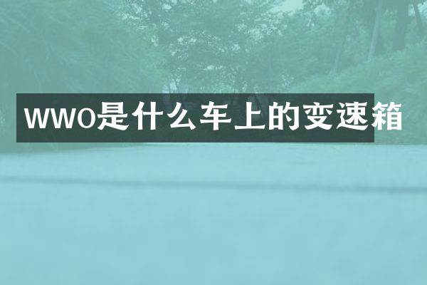 wwo是什么车上的变速箱