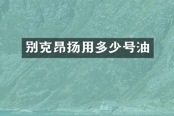 别克昂扬用多少号油