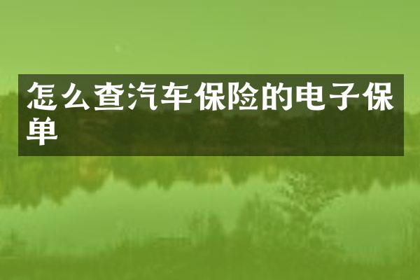 怎么查汽车保险的电子保单