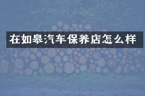 在如皋汽车保养店怎么样