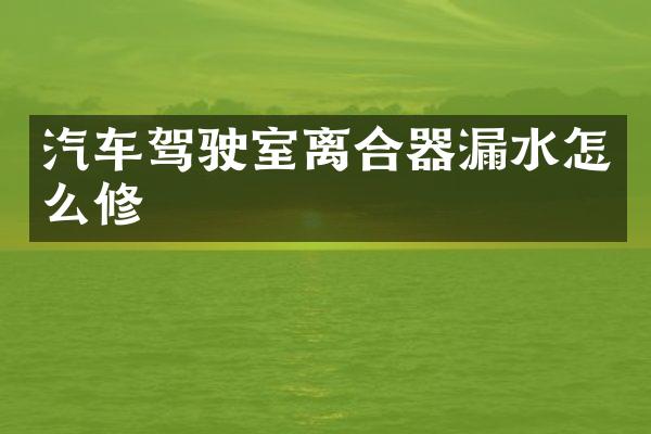 汽车驾驶室离合器漏水怎么修