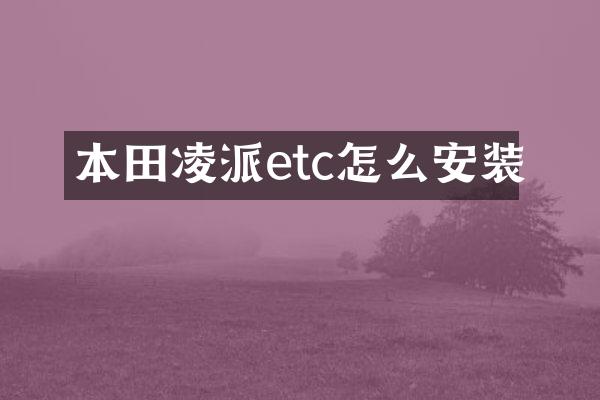 本田凌派etc怎么安装