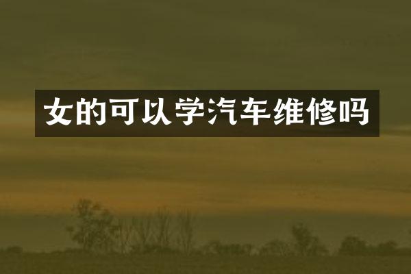 女的可以学汽车维修吗