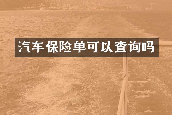 汽车保险单可以查询吗