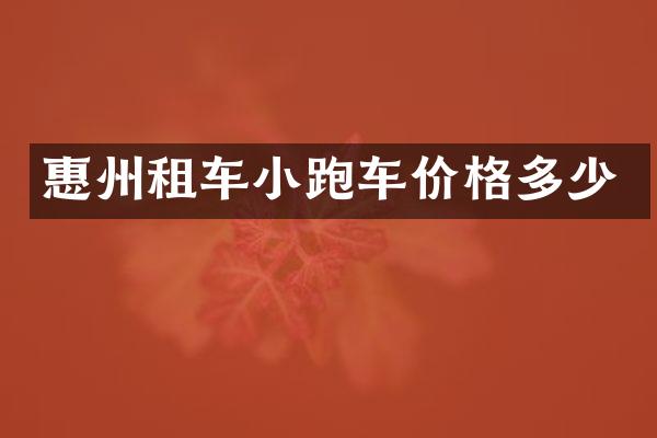 惠州租车小跑车价格多少