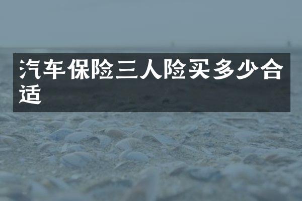 汽车保险三人险买多少合适