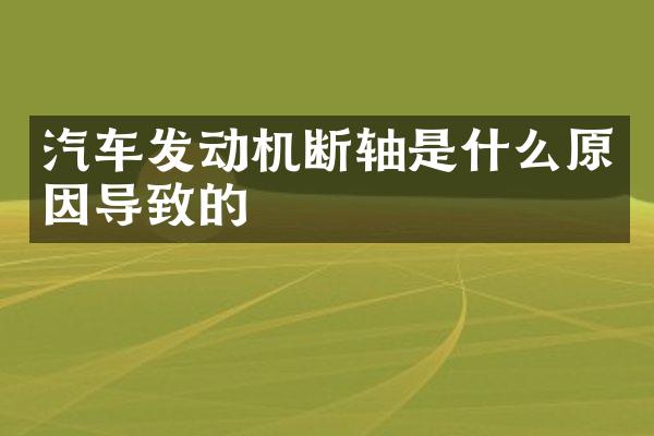 汽车发动机断轴是什么原因导致的