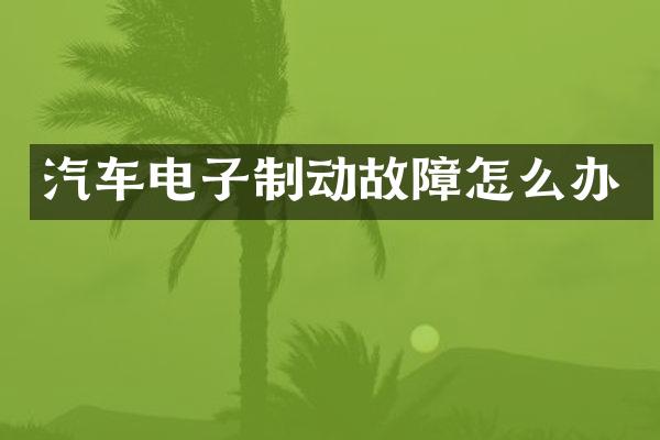 汽车电子制动故障怎么办