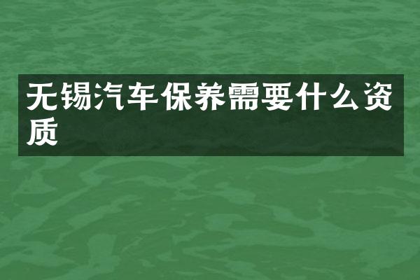 无锡汽车保养需要什么资质