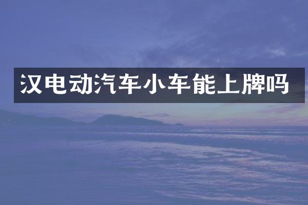 汉电动汽车小车能上牌吗