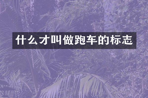 什么才叫做跑车的标志