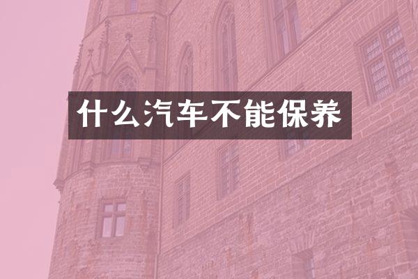什么汽车不能保养