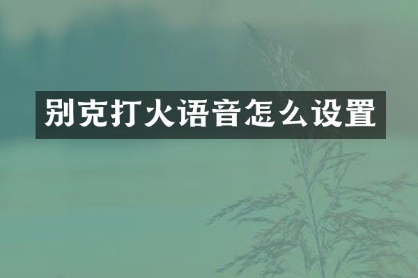 别克打火语音怎么设置