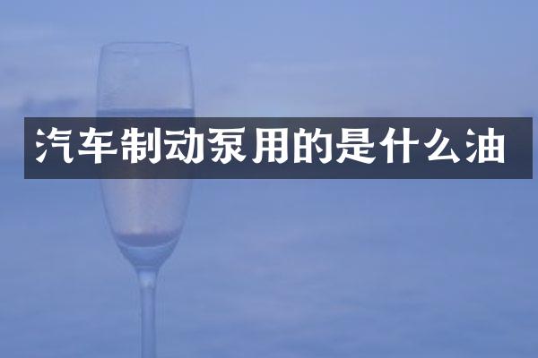 汽车制动泵用的是什么油