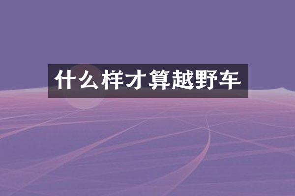 什么样才算越野车