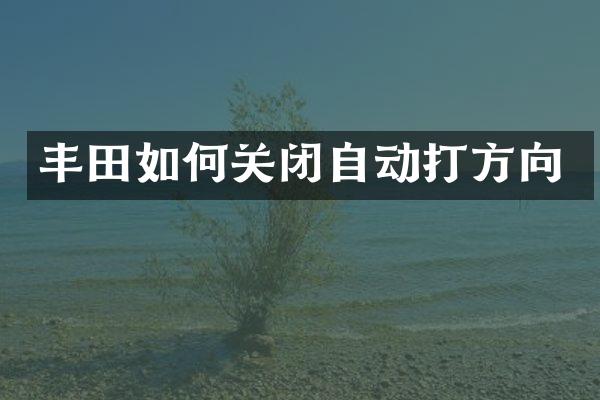 丰田如何关闭自动打方向