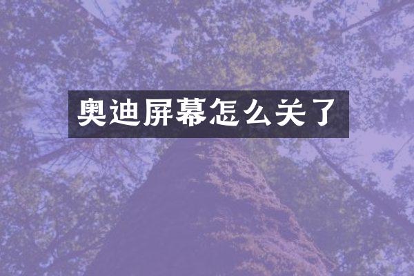 奥迪屏幕怎么关了