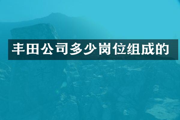 丰田公司多少岗位组成的