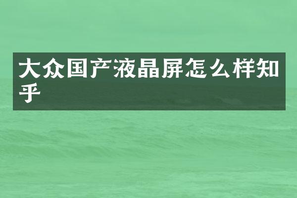 大众国产液晶屏怎么样知乎