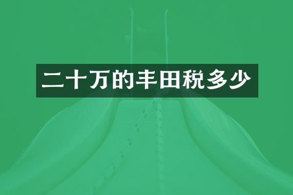 二十万的丰田税多少