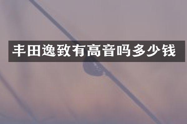 丰田逸致有高音吗多少钱