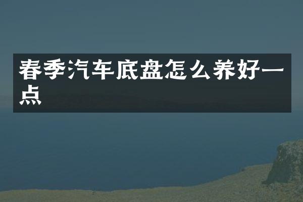 春季汽车底盘怎么养好一点