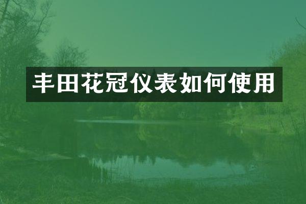 丰田花冠仪表如何使用
