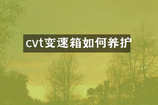 cvt变速箱如何养护