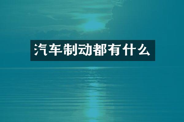 汽车制动都有什么