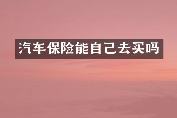 汽车保险能自己去买吗