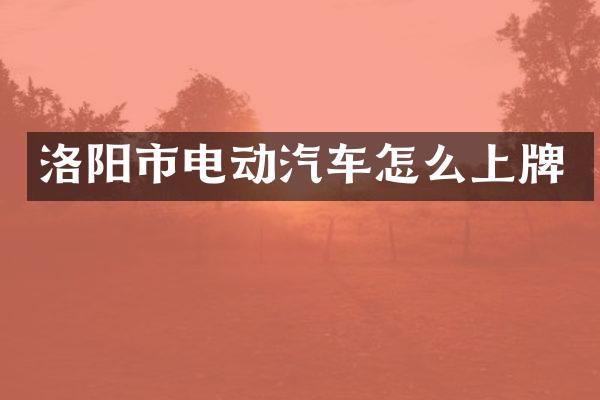 洛阳市电动汽车怎么上牌