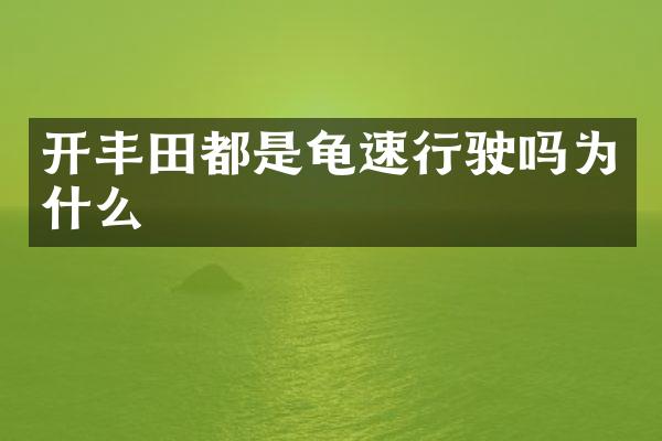 开丰田都是龟速行驶吗为什么