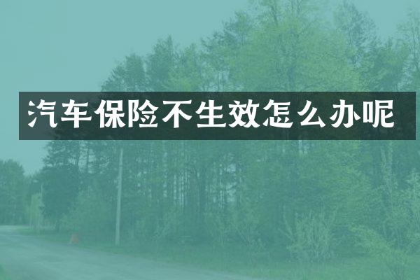 汽车保险不生效怎么办呢