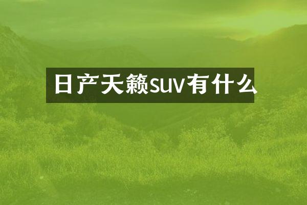 日产天籁suv有什么
