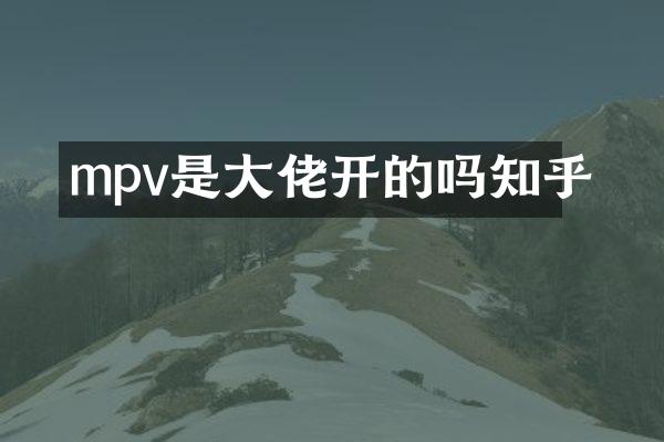 mpv是大佬开的吗知乎