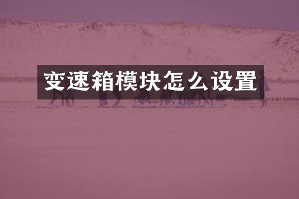 变速箱模块怎么设置