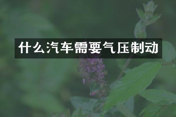 什么汽车需要气压制动
