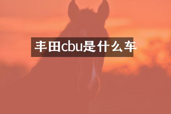 丰田cbu是什么车