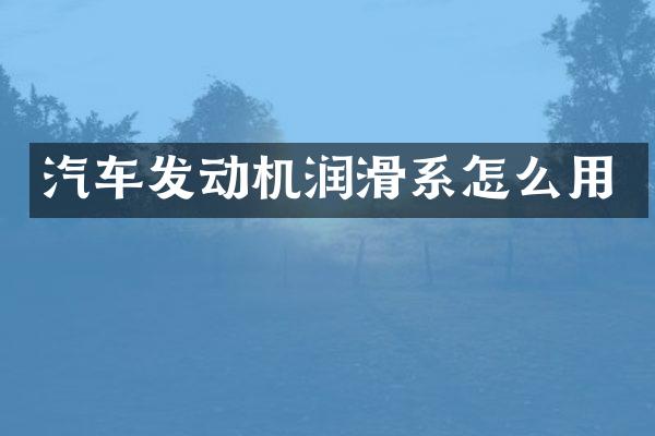 汽车发动机润滑系怎么用