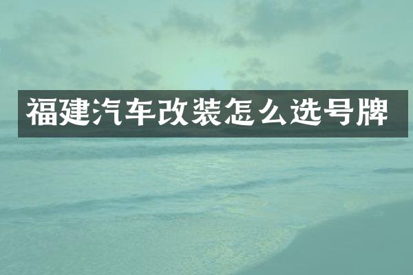 福建汽车改装怎么选号牌