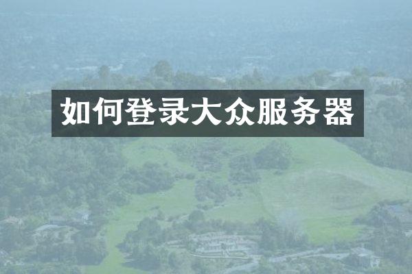 如何登录大众服务器