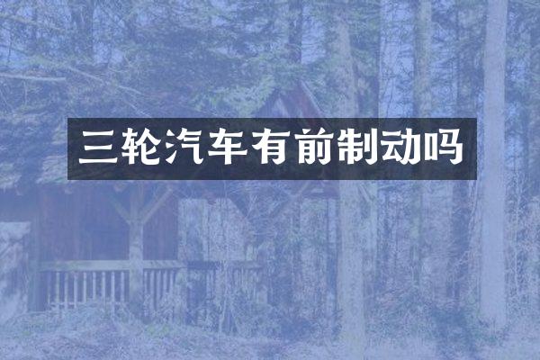 三轮汽车有前制动吗